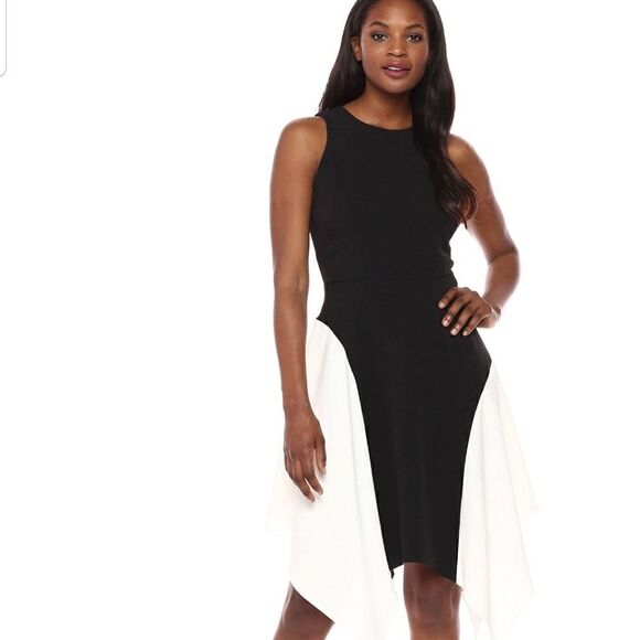 Maggy London Black a d white Midi Dress NWT size 10 - Picture 2 of 13